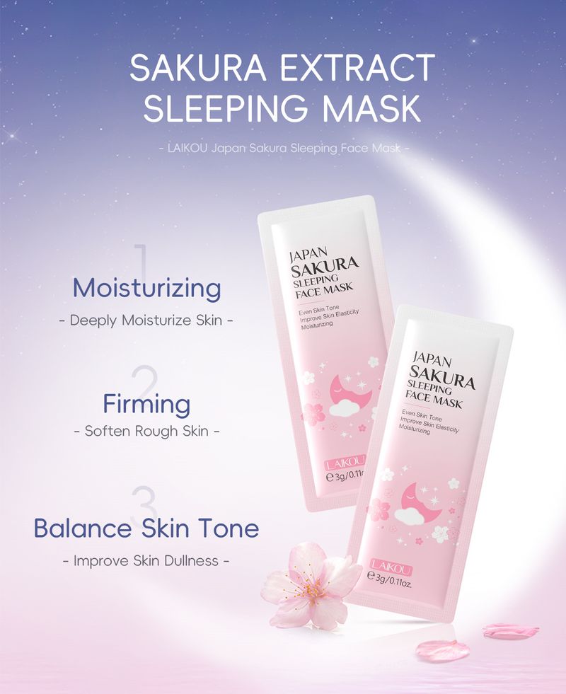 Maschera da notte Laico Sakura, confezione da 1 pezzo, 3 g, prodotti idratanti e idratanti per la cura della pelle_voghion.com