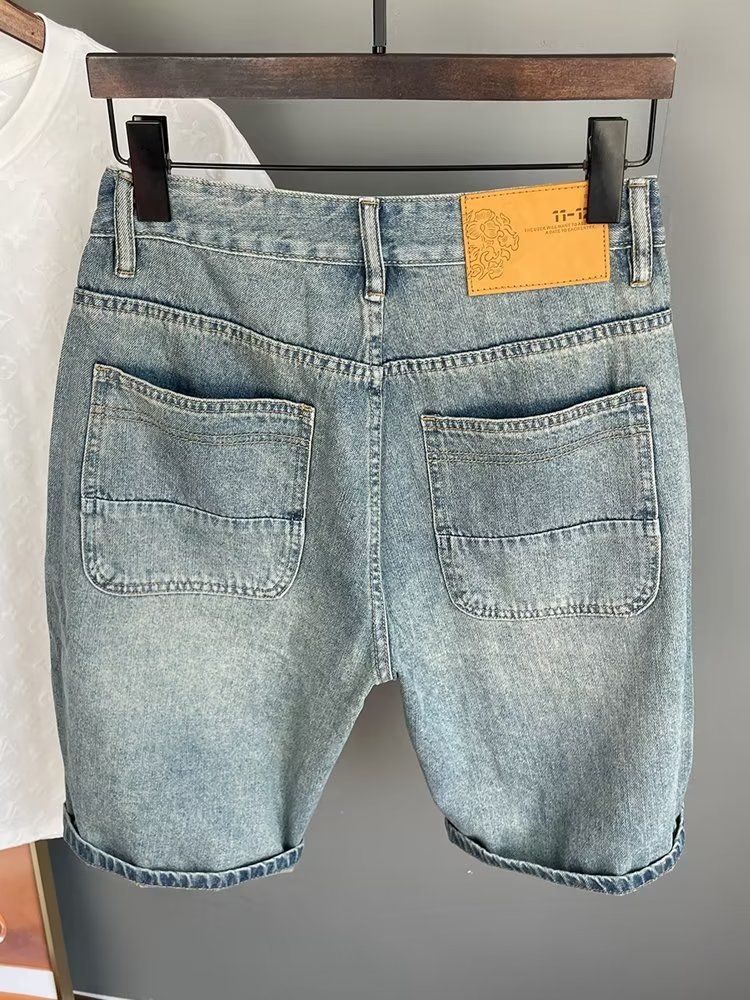 Herrenbekleidung 2024 High Street Denim Shorts Herrendesign Nischen-Sommer-Shorts Herren-Lockere mittellange Hose Einteiler Dropshipping_voghion.com
