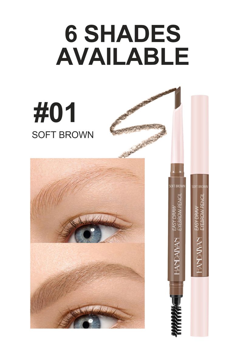 HANDAIYAN Double-Ended Eyebrow Pencil - Ultra-Fine Machete, Waterproof, Smudge-Proof, With Spiral Brush_voghion.com