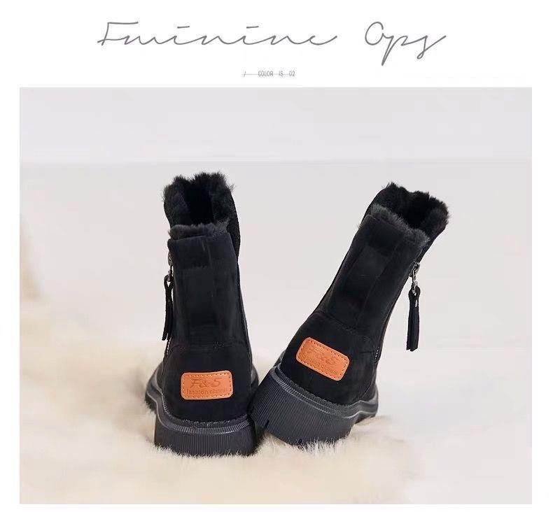 Bottes d'hiver pour femmes en coton épais et chaud avec fourrure_voghion.com