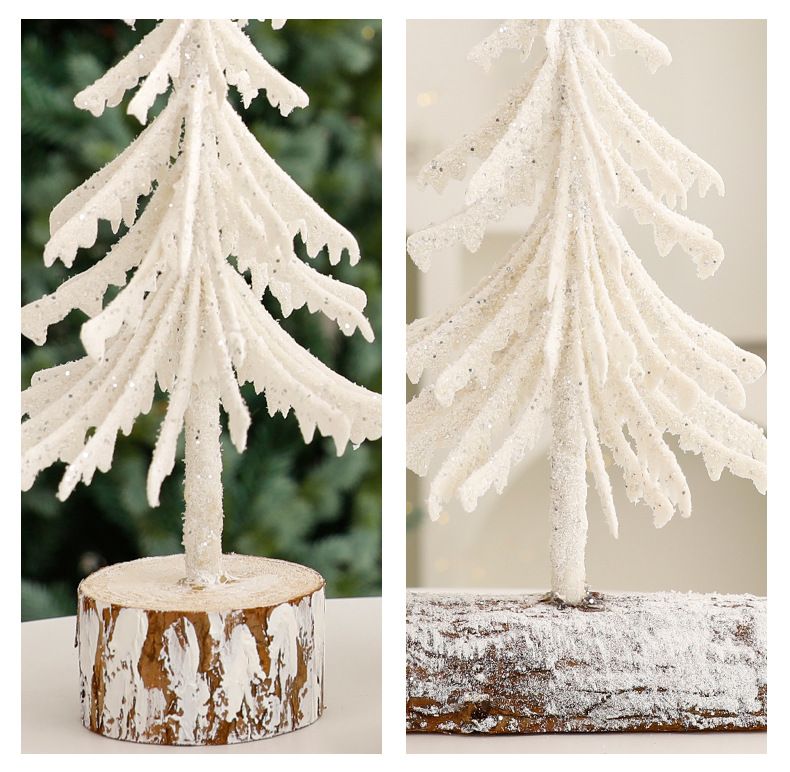 Christmas Mini Tree Ornaments European Creative White Desktop Tree Decorations_voghion.com