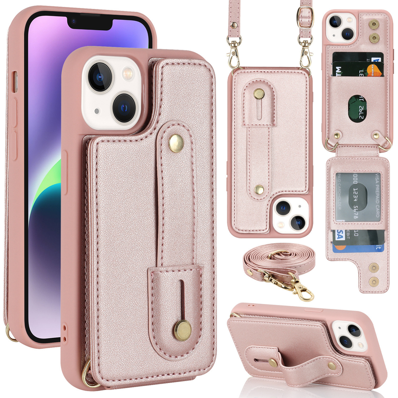 Étui bandoulière multifonctionnel en cuir TechGlobe pour iPhone 15, compatible avec iPhone 16, iPhone 14, 13 et Samsung._voghion.com