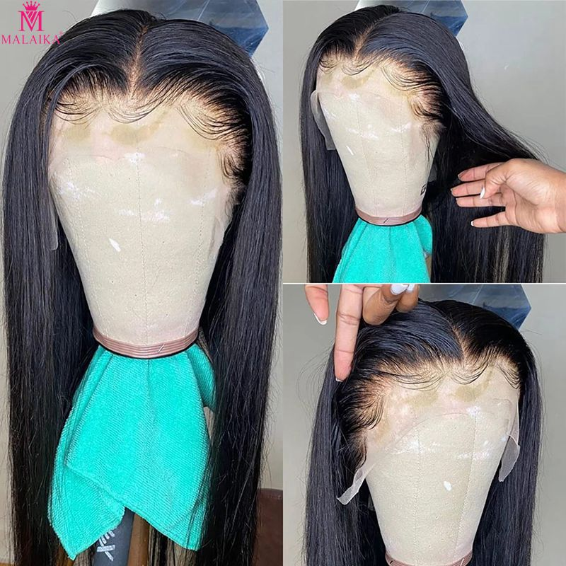 Perucas dianteiras de renda reta cabelo humano pré arrancado 13x4 perucas frontais de renda cabelo humano com cabelo de bebê 180% densidade perucas de cabelo humano para mulheres cor natural_voghion.com