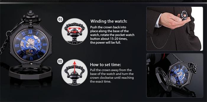 New creative retro retro clamshell mechanical pocket watch men's and women's Roman numerals hollowed-out creative table gift watch_voghion.com