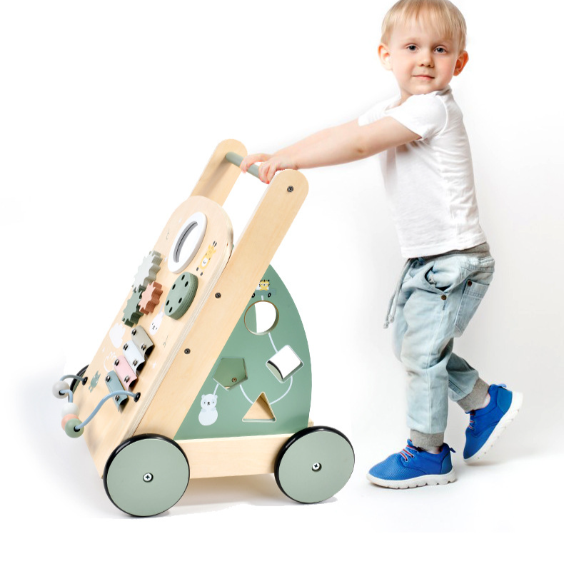 Brinquedo de madeira multifuncional andador de bebê carrinho de bebê de um ano de idade aprender a andar andador brinquedos infantis_voghion.com