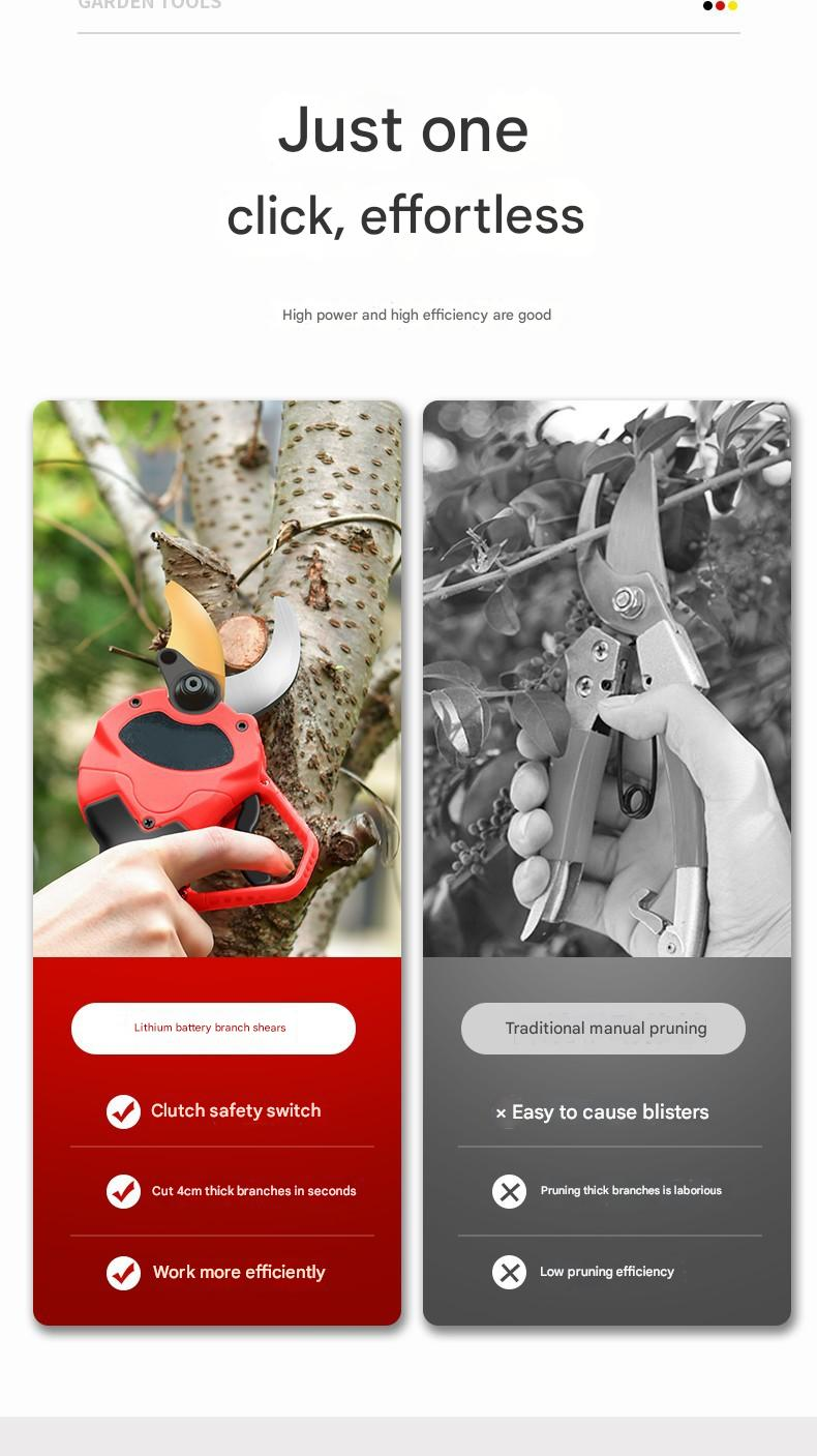 Electric Scissors Fruit Tree Pruning Shears Rechargeable Powerful Wireless Lithium Battery Garden Tools Thick Branch Special Gardening Pruning Shears_voghion.com