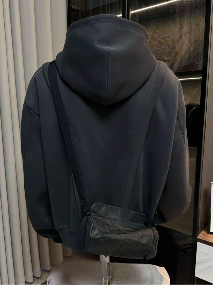 Felpa retrò da uomo Felpa con cappuccio e cerniera pesante vintage da uomo - Giacca streetwear oversize con stile destrutturato_voghion.com