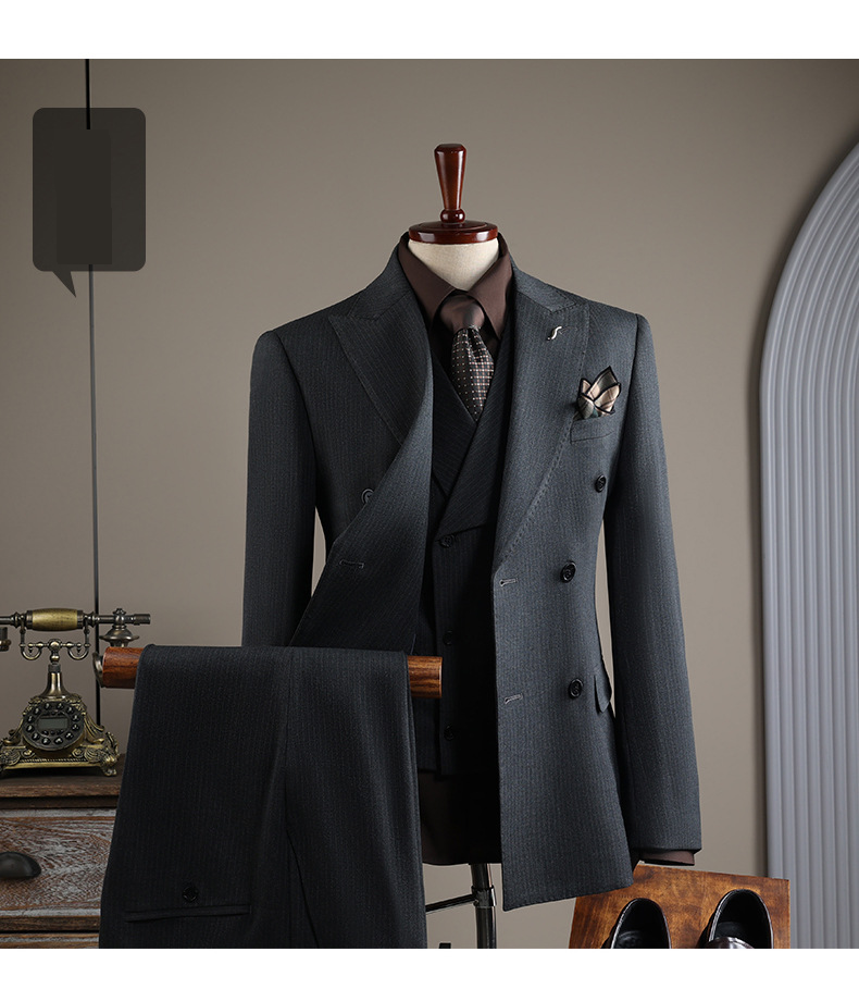 Men's Clothing Striped Suit Business Suit Striped Suit Set Business Formal Wear Groom Wedding Suit Blazer Slim Fit Tuxedo With Vest Options_voghion.com