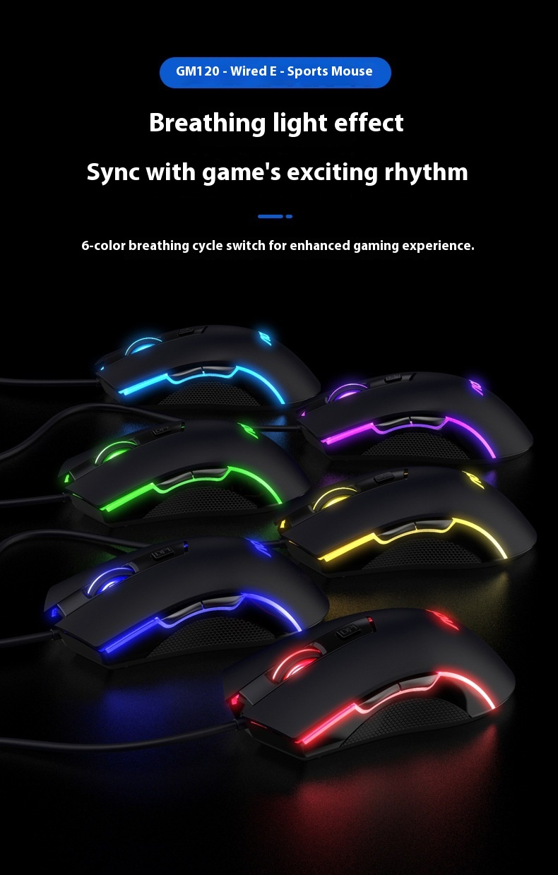 Mouse da gioco cablato: mouse ottico ad alta precisione da 6400 DPI con 6 pulsanti programmabili e design ergonomico per giocatori su PC_voghion.com