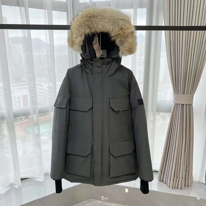 Herrenbekleidung Premium Expedition Parka mit echtem Wolfspelzbesatz – Wasserdichter Wintermantel für Männer und Frauen, ultrawarme Entendaunenjacke_voghion.com