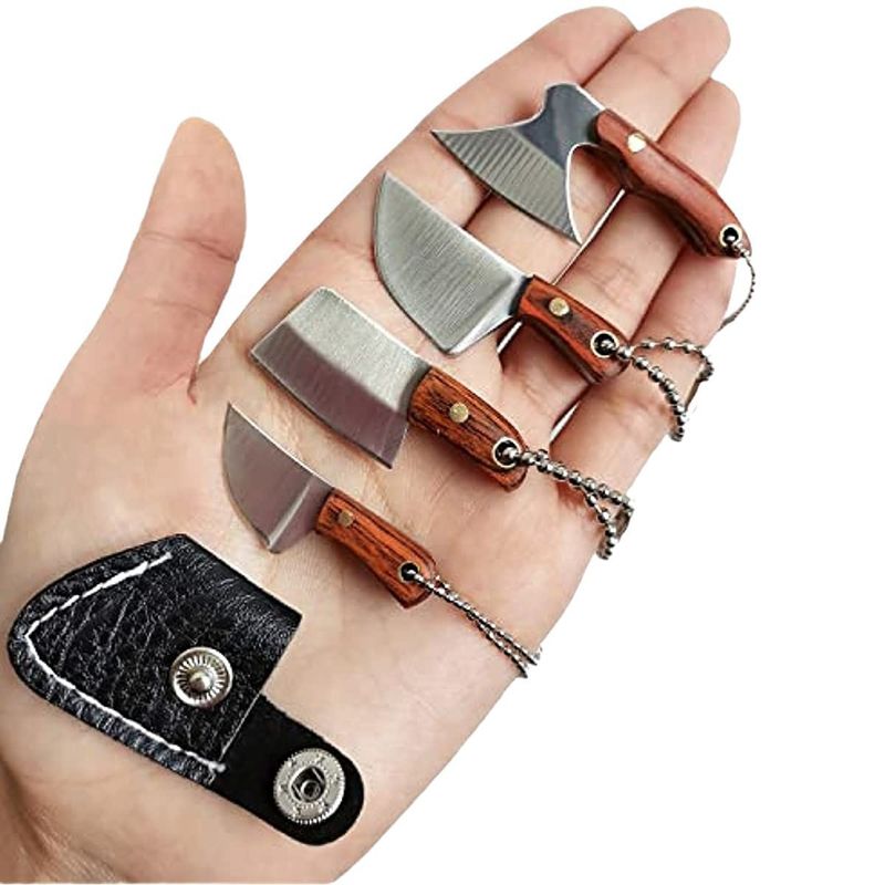 Compact Keychain Knife With Leather Sheath – Stainless Steel Utility Blade For Everyday Carry, Outdoor Adventures & Gifts_voghion.com