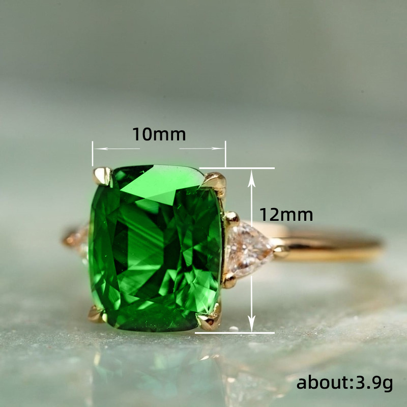 Cao Shi's New Square Triangle With Light Luxury Four Claw Set Zircon Ring Fashion High Grade Jewelry_voghion.com