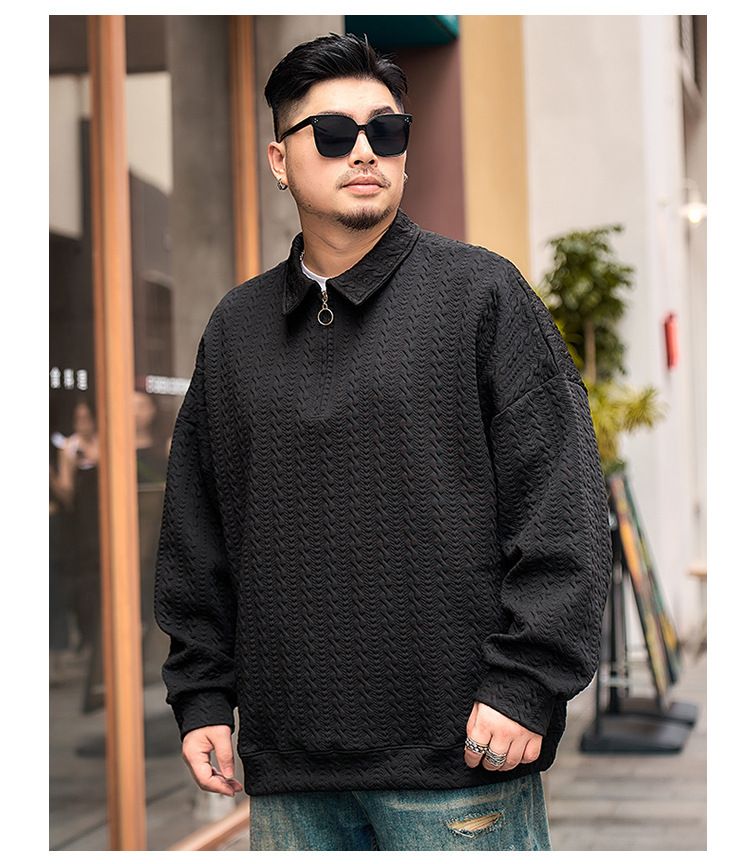 Herrenbekleidung Plus Size Frühling und Herbst Sweatshirt Half Zip Poloshirt Jugend Revers Sport Casual Langarm_voghion.com
