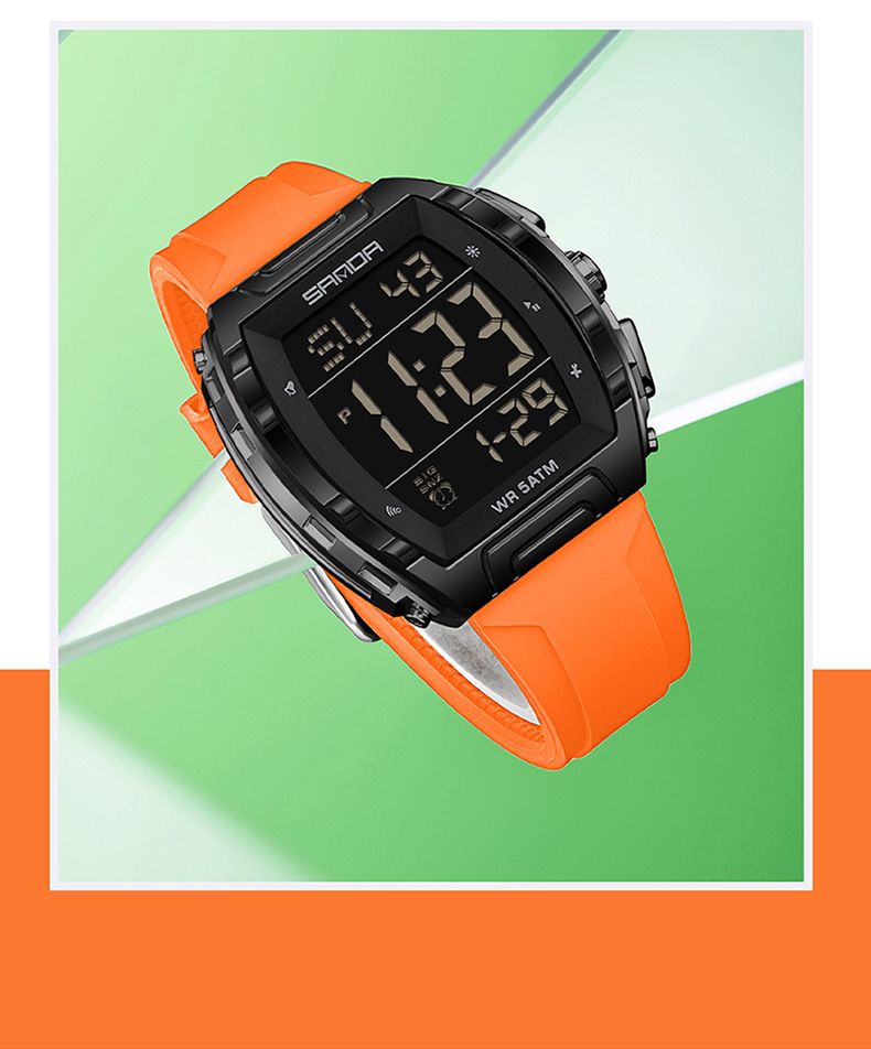 Unisex digitaal horloge met multifunctioneel display, waterdicht, alarm, stopwatch en led-achtergrondverlichting - stijlvol tonvormig ontwerp voor dagelijks gebruik_voghion.com