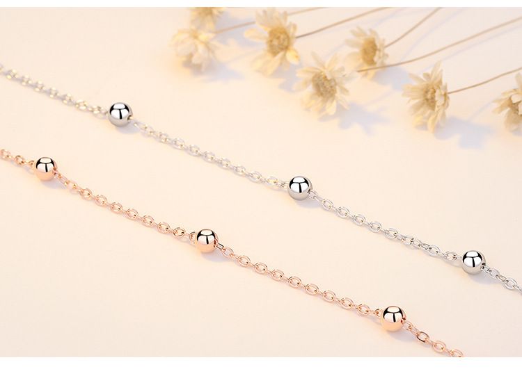 Bracelet en argent simple à 5 perles, style coréen, tendance, pour étudiantes_voghion.com