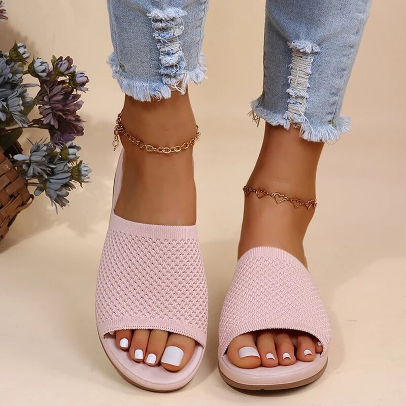 Elastic Force Shoes Women Flat Casual Indoor Outdoor Slipper Summer Sandals For Beach Zapatos Mujer_voghion.com