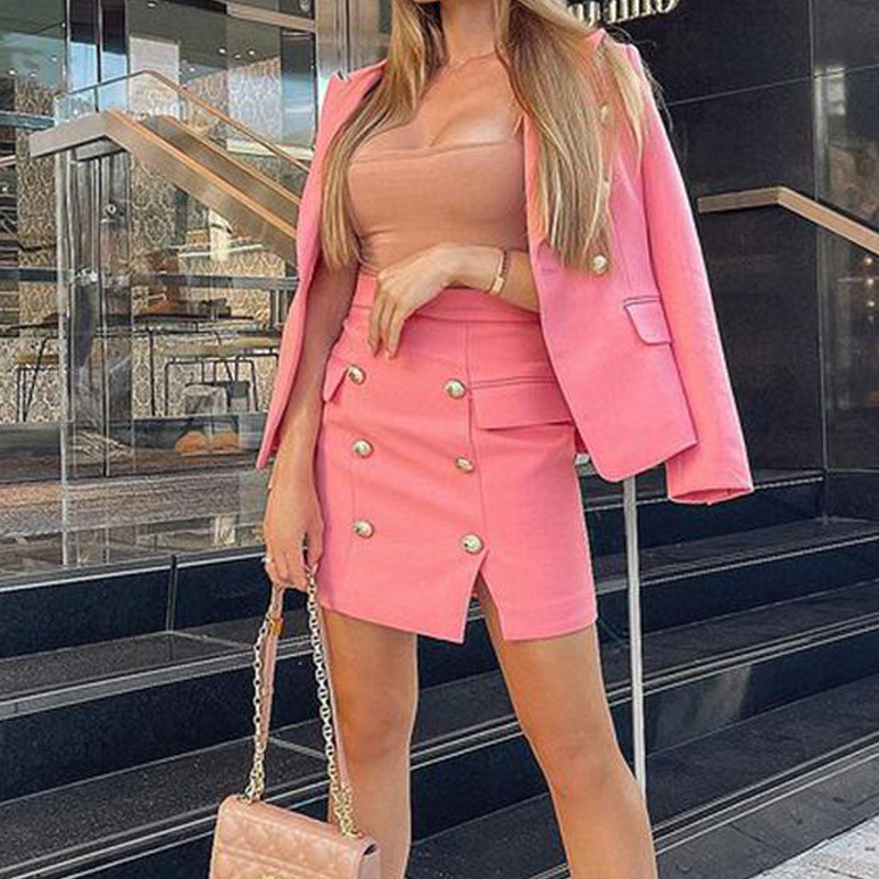 Women'S autumn and winter fashion long-sleeved suit suit skirt two-piece set_voghion.com