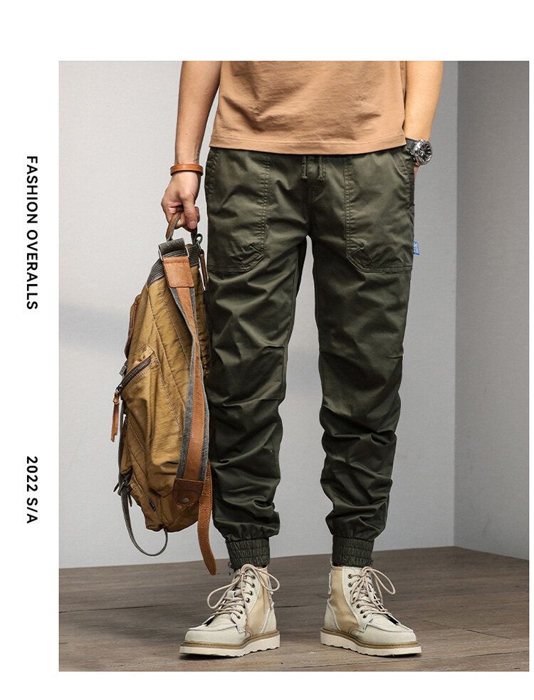 Summer new versatile simple fashion casual personality Japanese retro overalls trousers casual trousers sports outdoor leggings_voghion.com