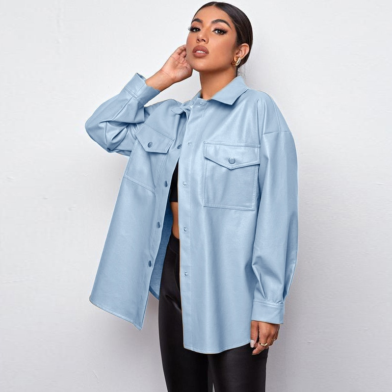 Winter Black Leather Jacket Women Winter Long Women's Moto Biker Zipper Jacket Streetwear Haruku Y2K Loose Women's Coat_voghion.com