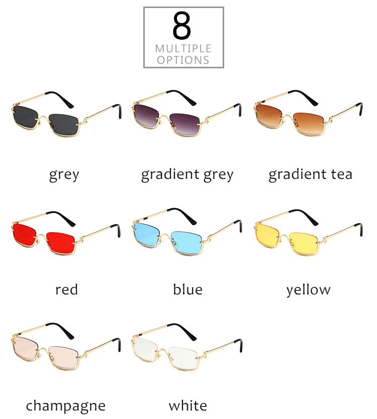 Hip Hop Small Frame Sunglasses - Metal Texture Square Half Frame For Women (Trendy Celebrity Style, UV400 Protection)_voghion.com