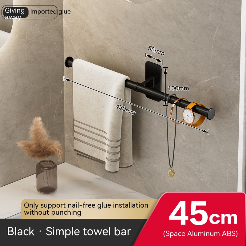 Towel gun, gray towel rack, non perforated bathroom storage rack_voghion.com