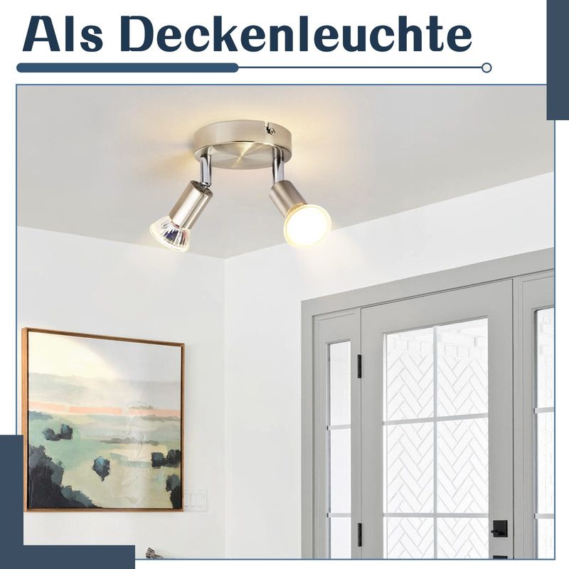Glitzerlife Deckenstrahler LED 2 Flammig GU10 Deckenleuchte - Deckenlampe Rund Modern 350° Deckenleuchte Spots Für Küchen Flur Schlafzimmer Wohnzimmer Küche_voghion.com