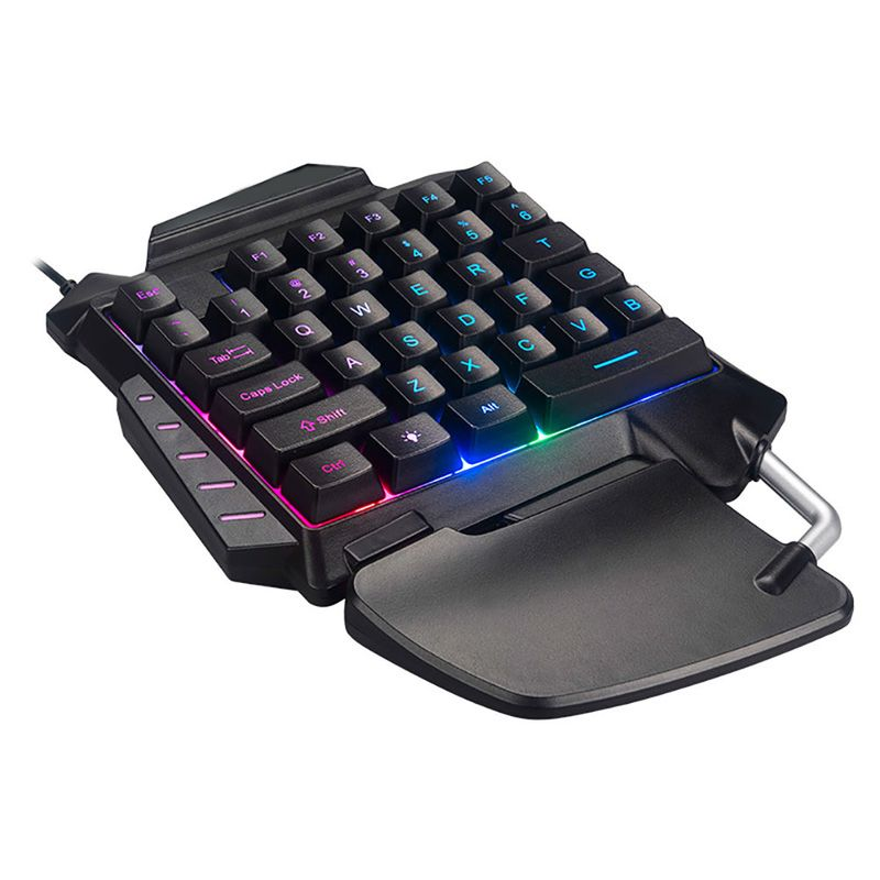 Farfi D15 Ergonomische Einhand-Gaming-Tastatur mit Hintergrundbeleuchtung, USB-Kabeltastatur für PC_voghion.com