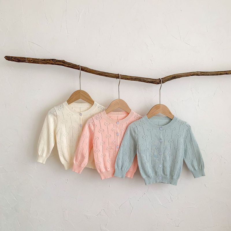 2024 Spring/Summer New Sweet Princess Solid Cardigan Sunscreen Air Conditioning Shirt Long sleeved Knitted Hollow Coat 3_voghion.com