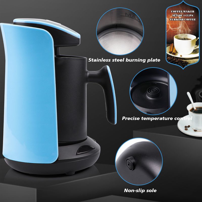 Turkish Coffee Maker Machine, Pump Pressure Type Electric Pot For Traditional Brewing, Also Functions As Tea Maker And Milk Warmer, Office Style, EU Standard_voghion.com