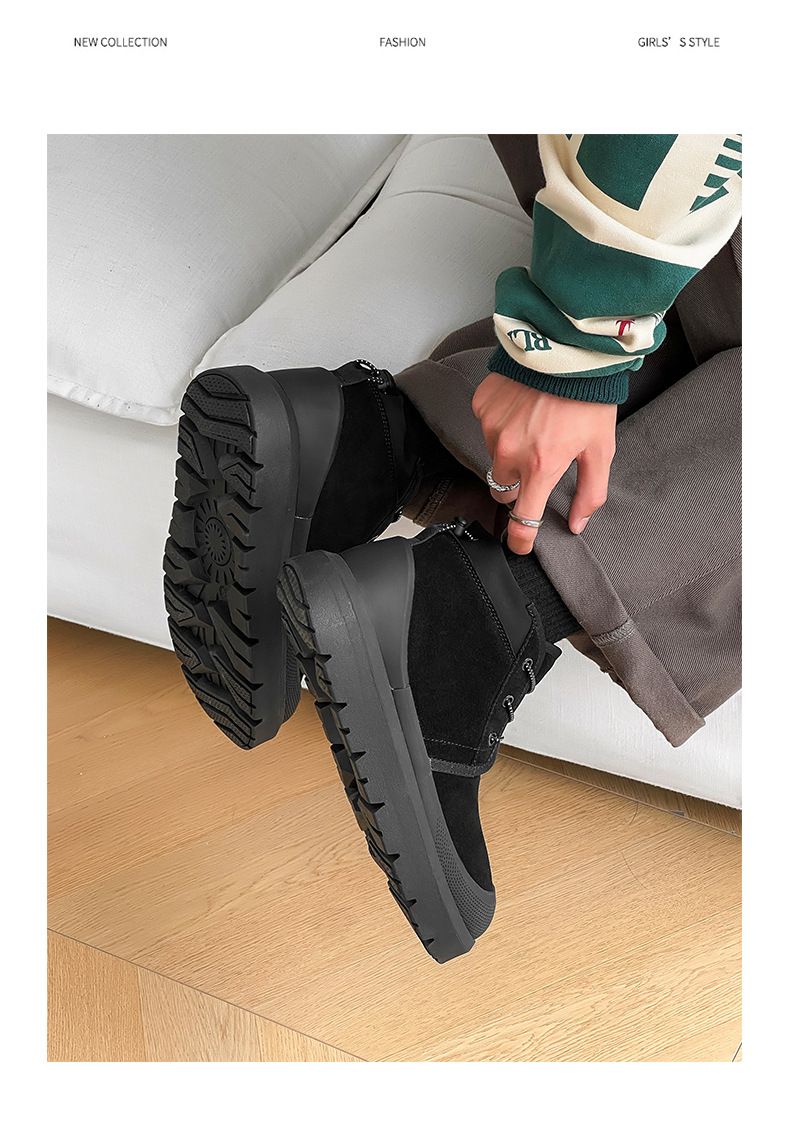 Unisex Winter Snow Boots With Thick Fur Lining & Platform Sole – Genuine Suede Leather Martin Boots For Men And Women_voghion.com