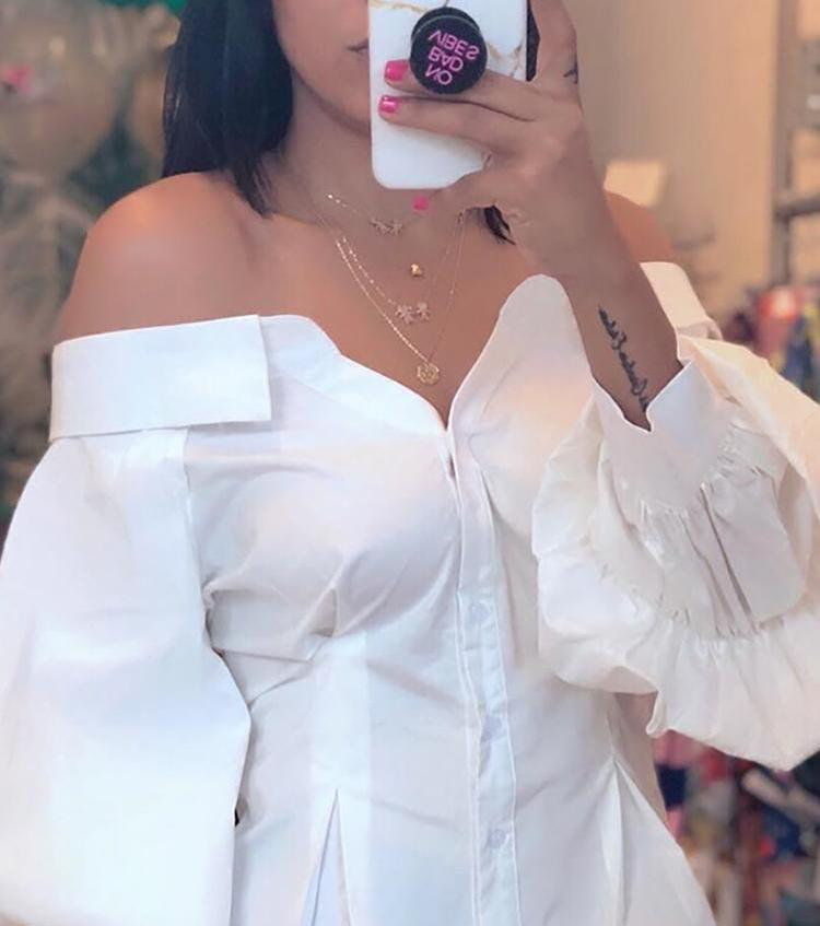 Abbigliamento Donna Camicia monospalla con maniche a lanterna_voghion.com