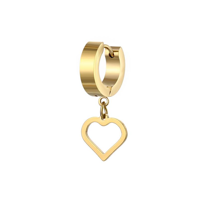 Zierliche minimalistische Goldfarbe baumelnde Charm Huggie durchbohrte Creolen für Kerl Männer Frauen Schmuck_voghion.com