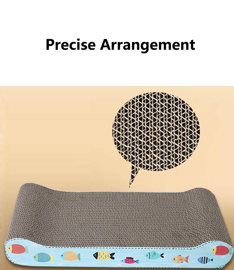 Cat Scratcher, High-Density Corrugated Paper, Eco-Friendly Material, Scratch-Resistant, Front and Back Tropical Fish Applique_voghion.com
