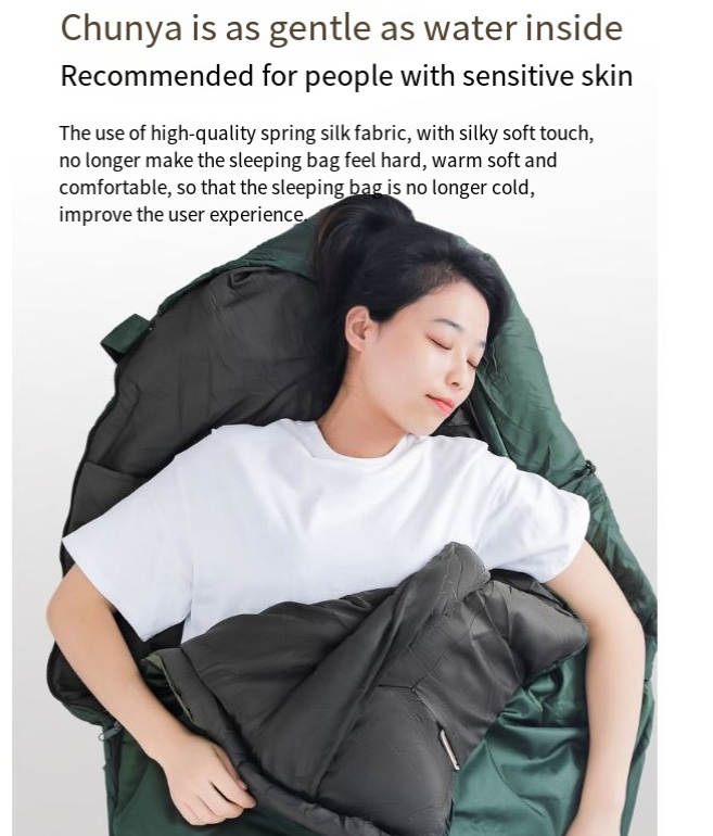 Schlafsack für Outdoor-Campingausflüge Extra dick und warm für Erwachsene Armeegrün Mumien-Campingschlafsack_voghion.com