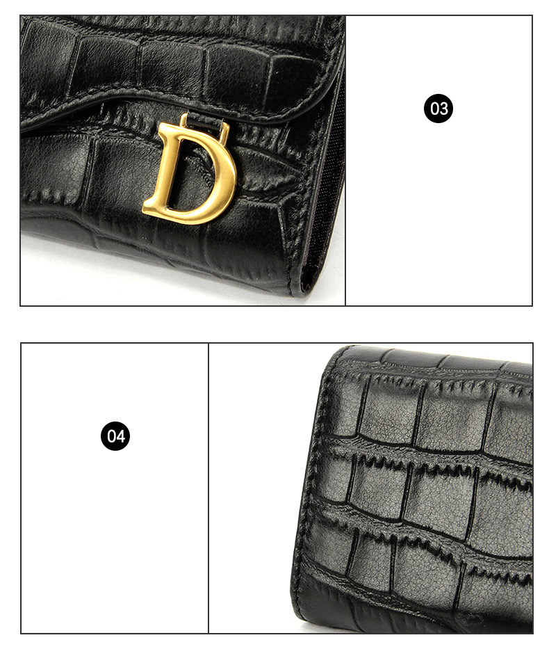 Portemonnee Portemonnee Clutch Bag Mode eerste laag koeienhuid krokodillentextuur multi-kaart kaarttas vrouwelijk compact delicate kaarttas_voghion.com