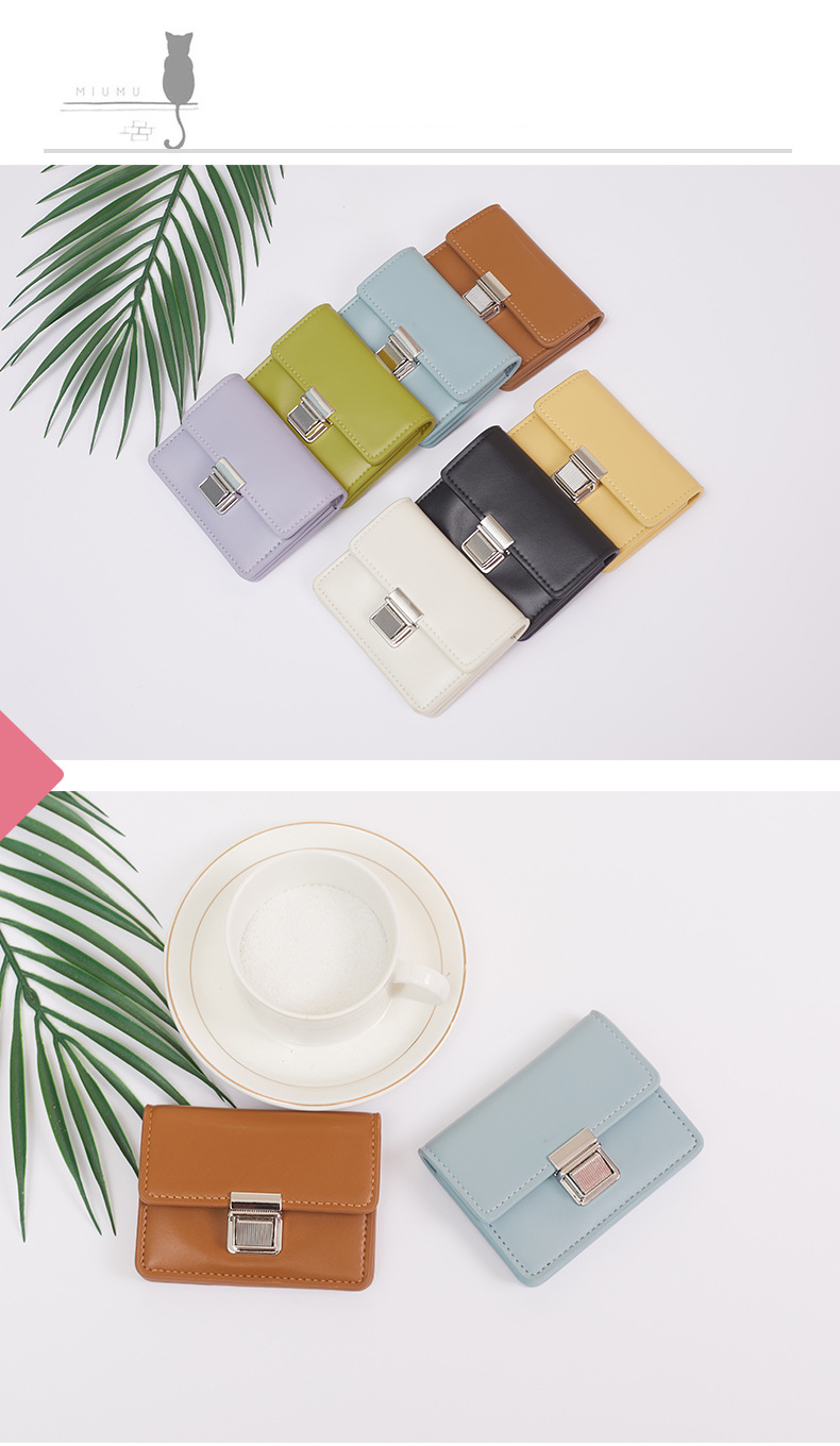 Wallet niche design ladies wallet short solid color simple all match ins student coin purse_voghion.com
