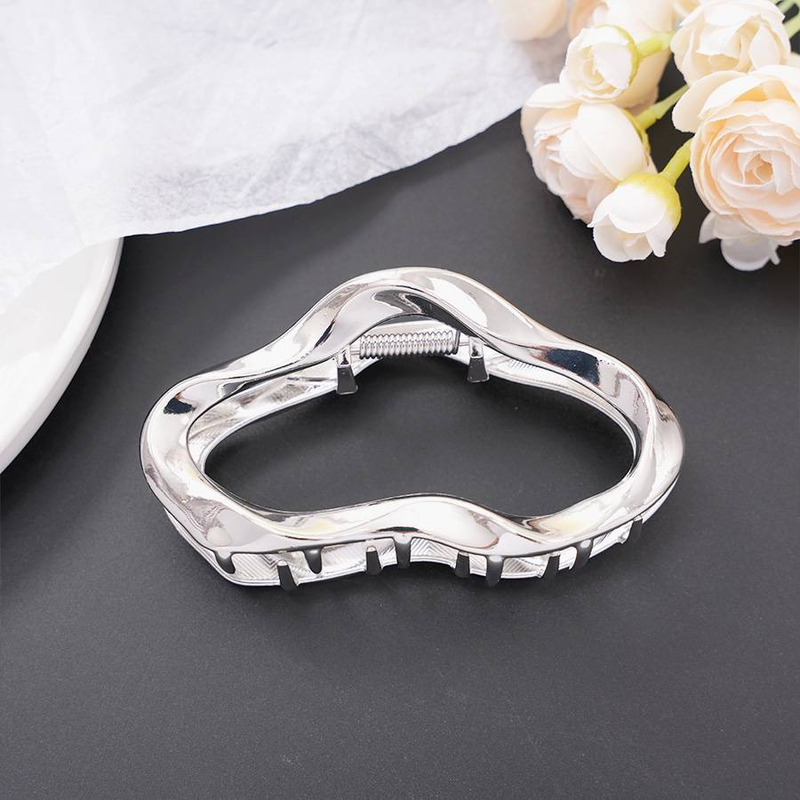 Agrafă de păr metalică mare, 11 cm, în formă de nor, cu aspect de apă_voghion.com