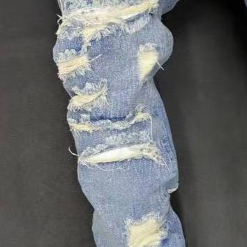 Men's Clothing Retro Heavy Industry Damage Erosion Patch Design Jeans High Street Hole Cleanfit Pants_voghion.com