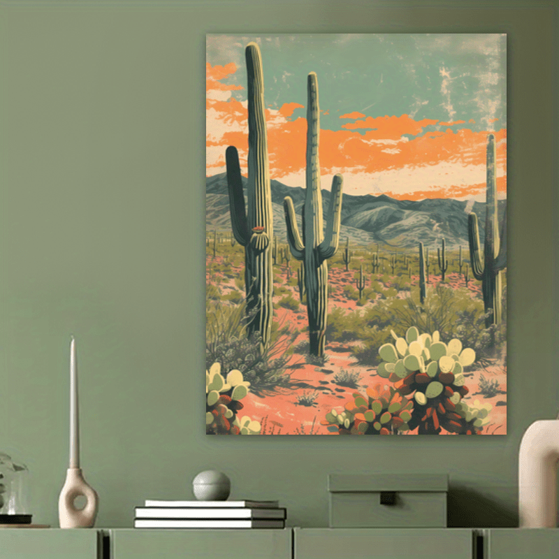 Summer Desert Cactus Bohemian Canvas Prints Painting- Perfect Choice For Living Room, Bedroom, Kitchen._voghion.com