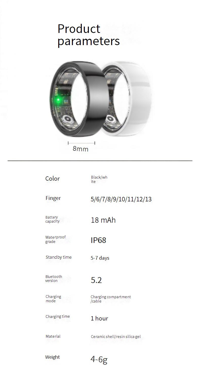 Anillos Nuevo anillo inteligente que monitoriza el sueño, los pasos, la frecuencia cardíaca y el oxígeno en sangre. Anillo de atención remota._voghion.com