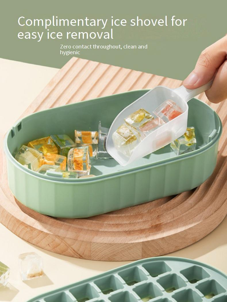 Ice Cube Mold Large Capacity Press Ice Tray Silicone Ice Box Household Ice Storage Box With Lid Frozen Ice Artifact_voghion.com