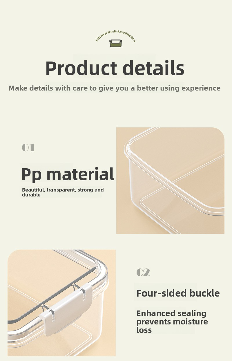 Contenitore quadrato per alimenti - Organizzatore per frigorifero ermetico, senza BPA, sicuro per microonde, per frutta, verdura e preparazione dei pasti_voghion.com