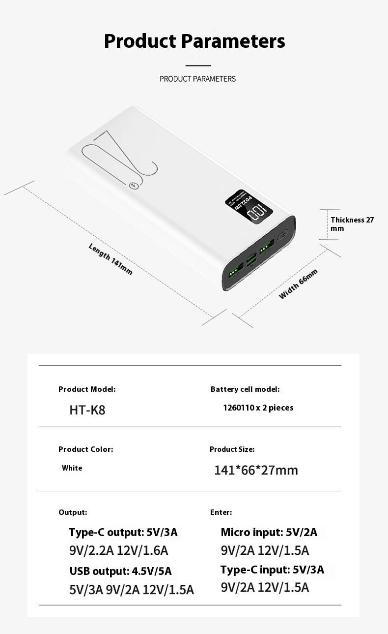 20000mAh Ultra-Thin Power Bank With 22.5W Super Fast Charging, Portable External Battery Pack For_voghion.com