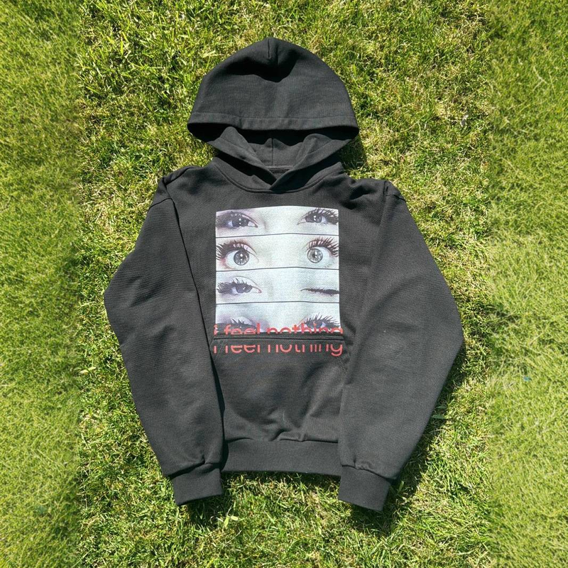 "Y2K Dark Print Hoodie – Oversized Retro Pullover With Graphic Design | Unisex Streetwear Sweater (Black/Grey) | S-XL"_voghion.com