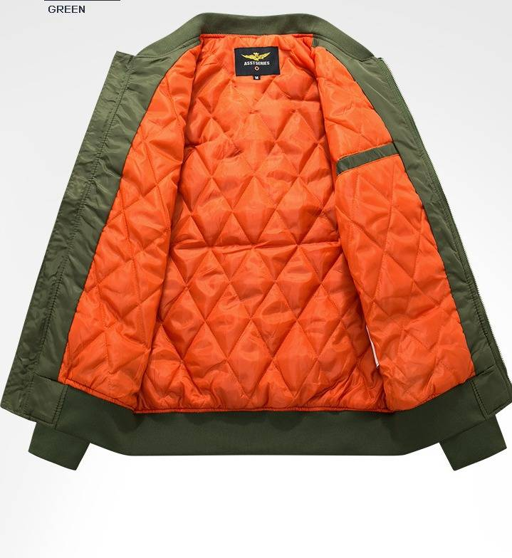 Chaqueta bomber MA-1 para hombre, talla grande y alta: abrigo de invierno impermeable y cortavientos con cuello alto, corte holgado para uso informal y al aire libre._voghion.com