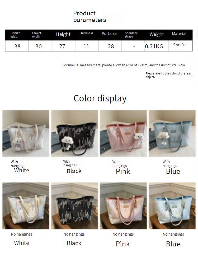 Stilvolle, gestreifte, bestickte Tragetasche für Damen – leichte Schultertasche aus Canvas mit abnehmbarem Anhänger, geräumiges Design für Arbeit, Uni und den täglichen Gebrauch_voghion.com