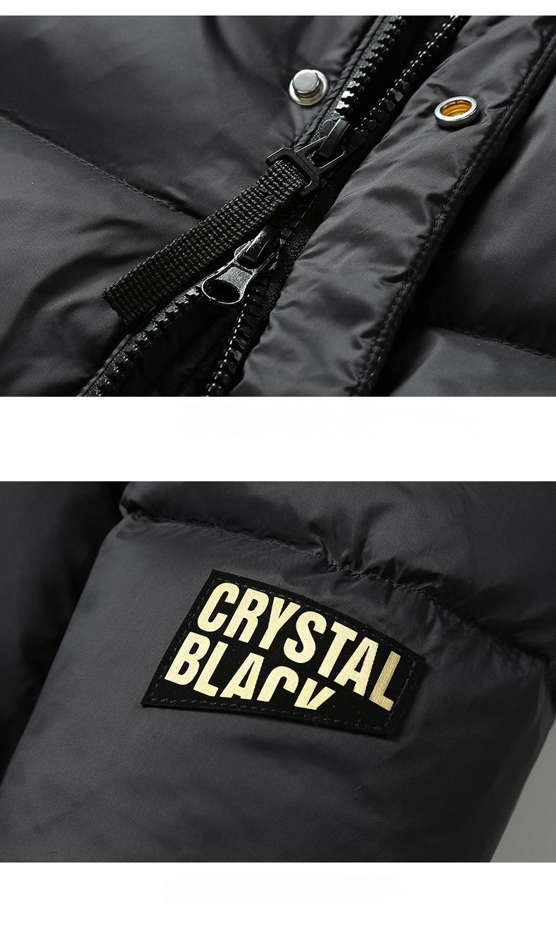Giacca invernale con cappuccio lunga in piumino nero e oro per uomo e donna, cappotto con cappuccio in piumino d'anatra bianco alla moda_voghion.com