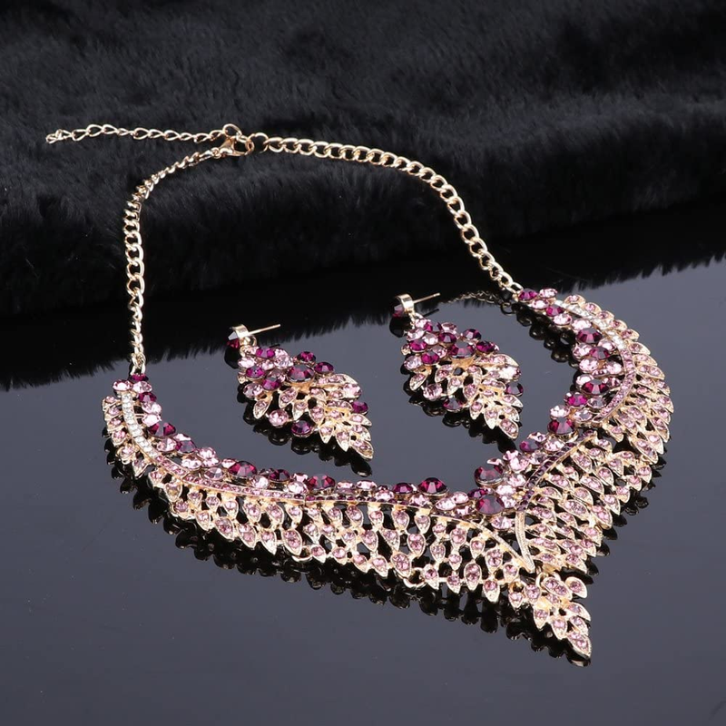 Set di gioielli da donna con strass da sposa in cristallo con strass_voghion.com