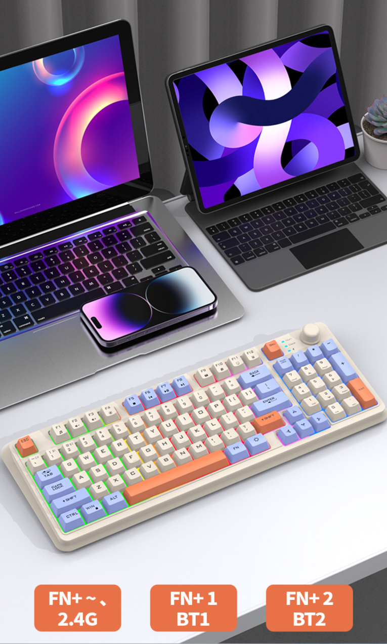 Xuan Yinfu K94 Bluetooth Wireless Dual-Mode Mechanical Feel For Computer Laptop Gaming Office Rechargeable Keyboard_voghion.com