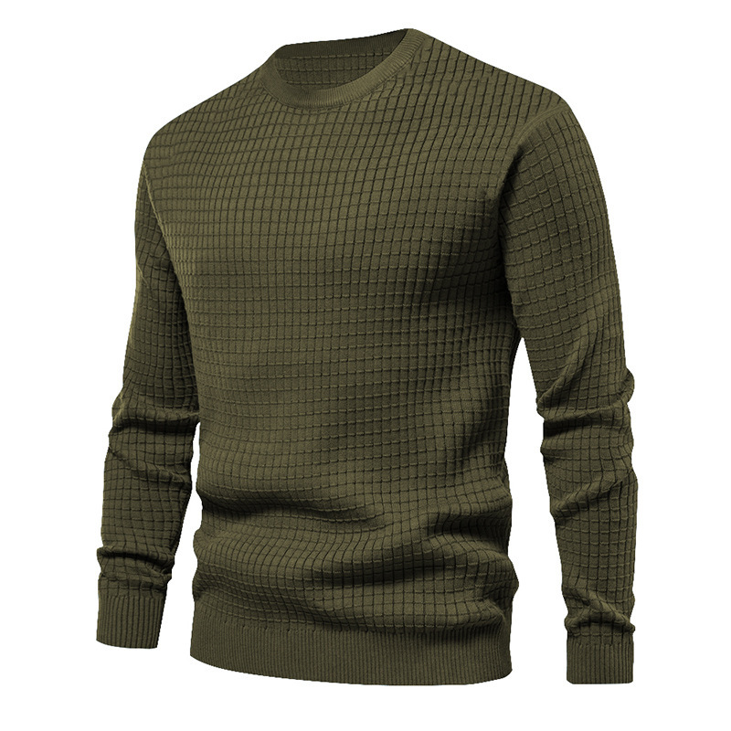 Maglione lavorato a maglia da uomo autunno e inverno da uomo, sottile, piccolo, quadrato, girocollo, sciolto, casual, a maniche lunghe, T-shirt da uomo_voghion.com